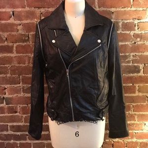 Black Leather Moto Jacket by Aqua
